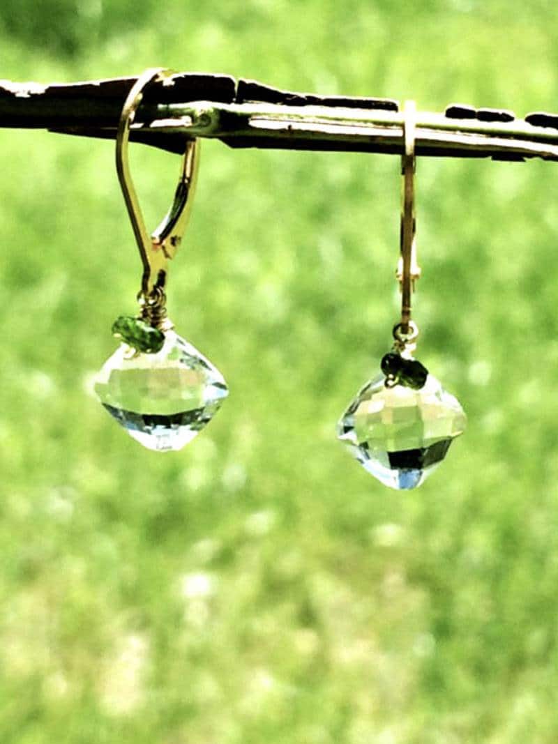 Prasiolite and Diopside Earrings