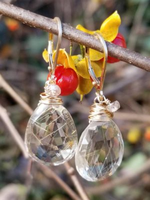 Large Rutilated Quartz Gemstone Earrings