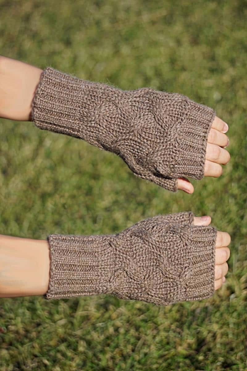 Pure Baby Alpaca Chunky Cabled Hand Warmers