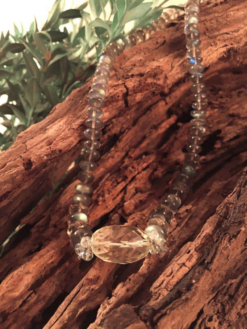 Lemon Quartz and Labradorite Gemstone Necklace