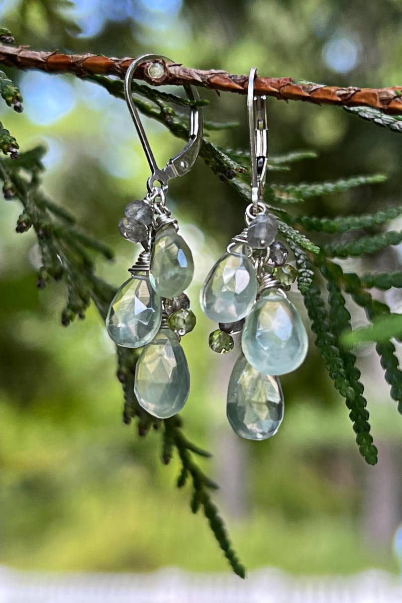 Prasiolite Labradorite Peridot Earrings