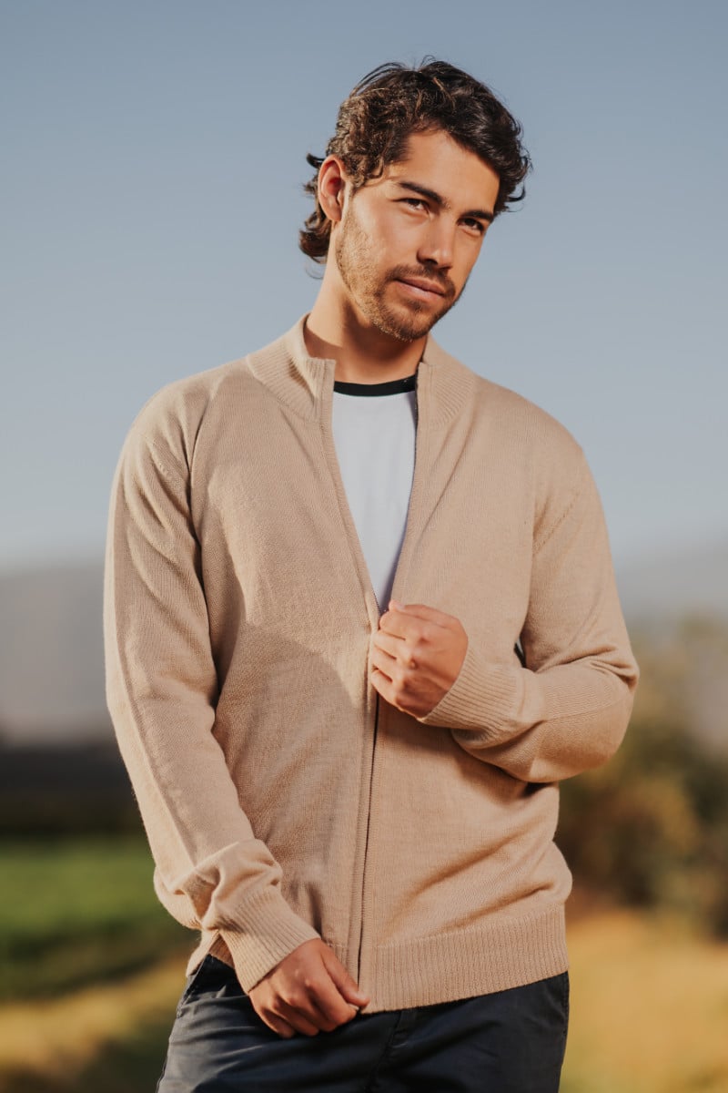 Men's Baby Alpaca Zip Cardigan