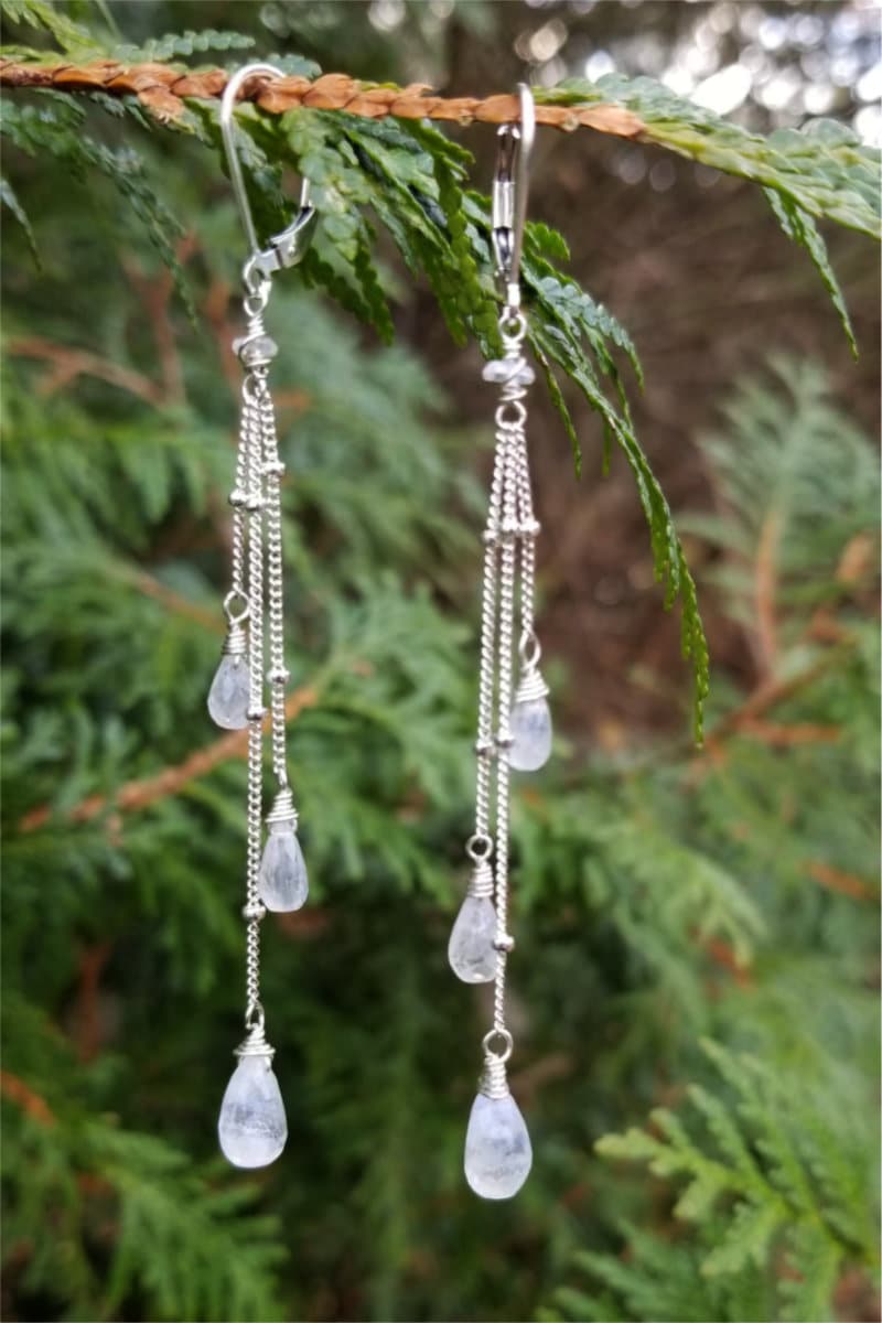 Rainbow Moonstone Sterling Silver Earrings