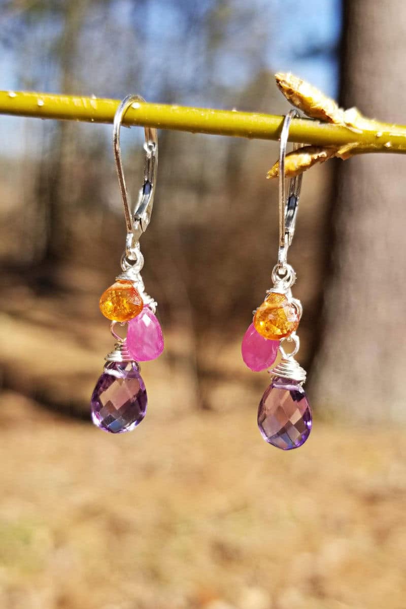 Amethyst Pink Sapphire Earrings