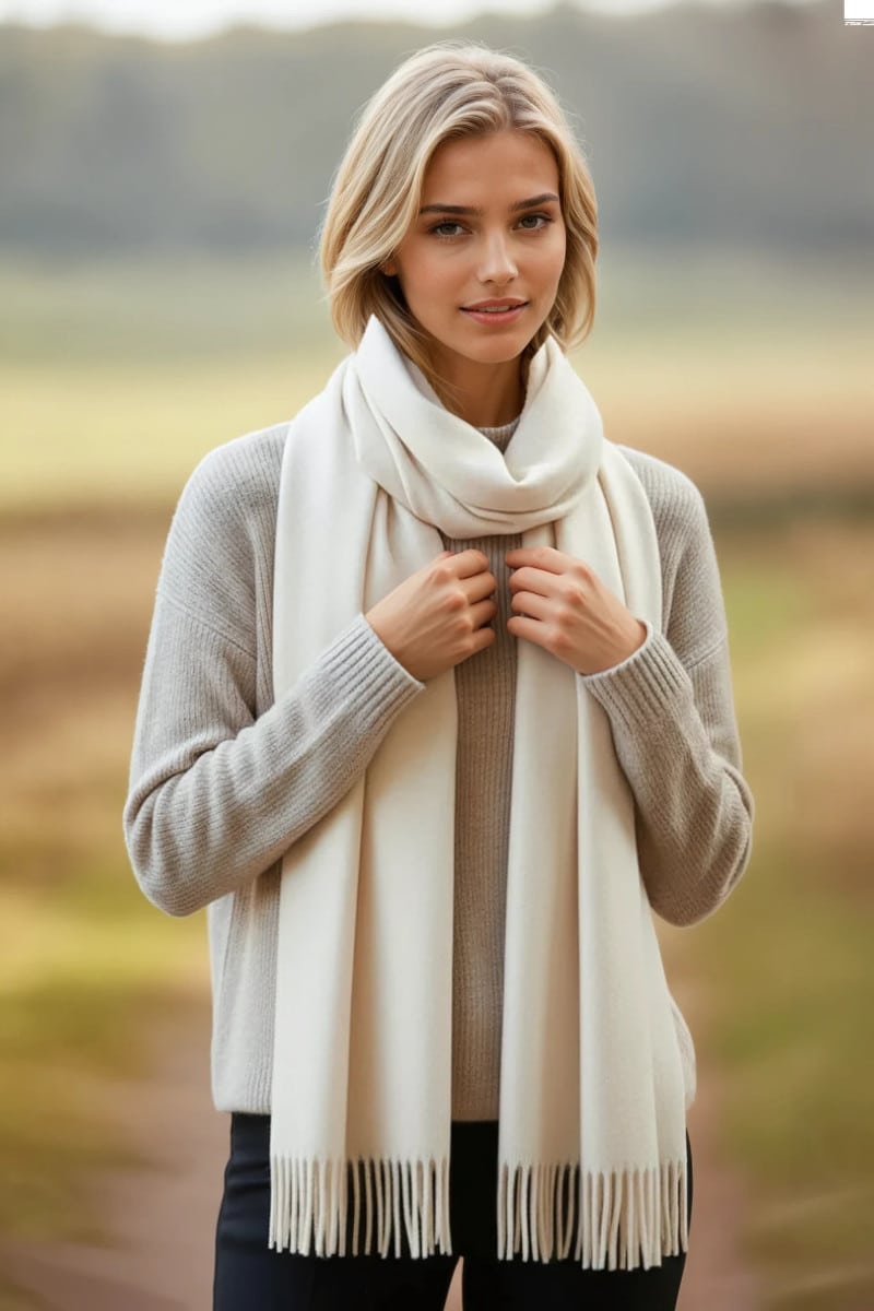 Pure Baby Alpaca Plush Scarf in All Natural Colors - Image 2