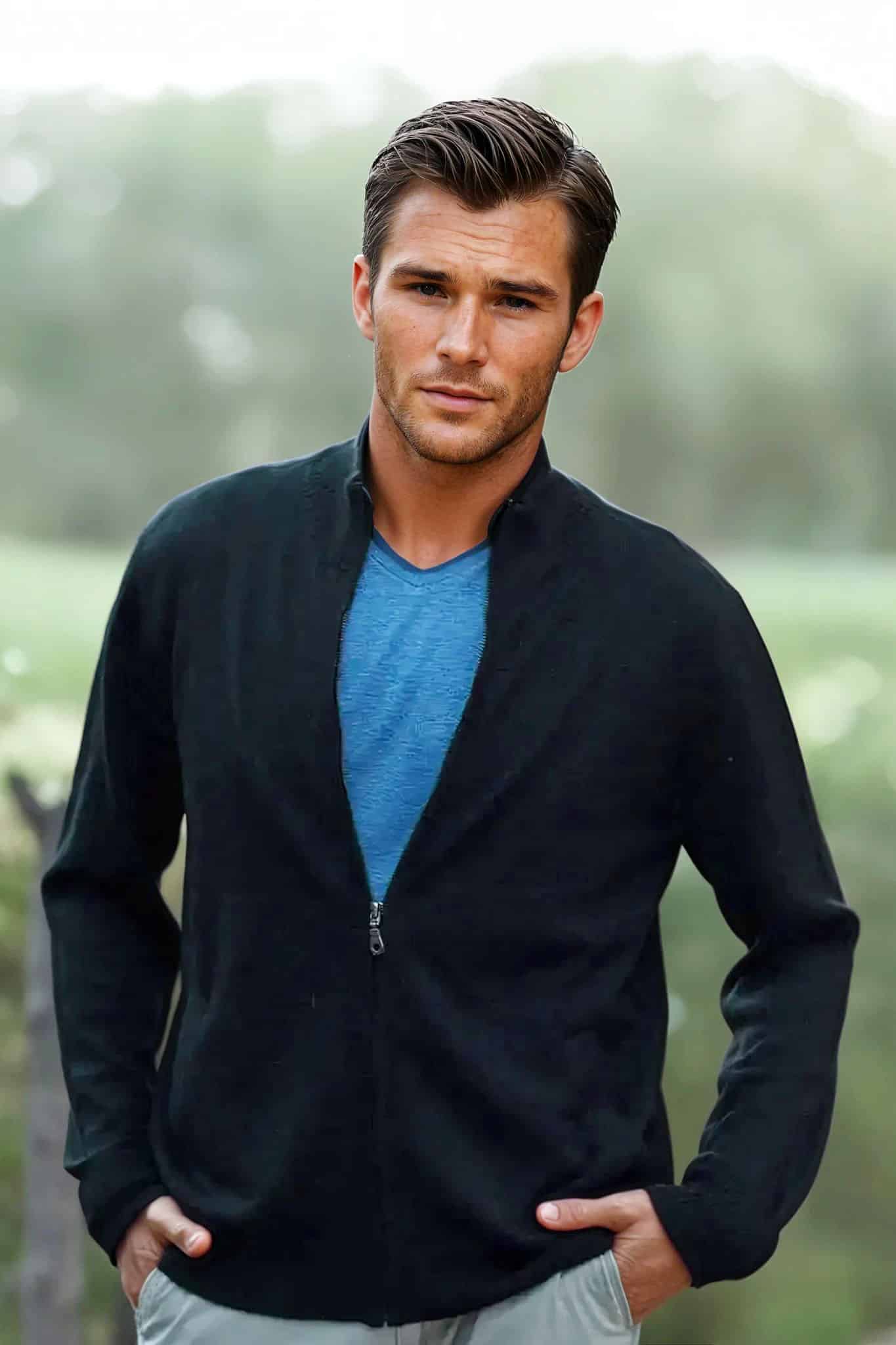 Men's Baby Alpaca Zip Cardigan