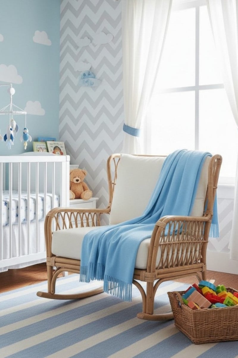 100% Pure Baby Alpaca Sofa Throw in Light Blue